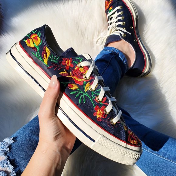 Converse Shoes Converse Floral Embroidered Low Tops Poshmark
